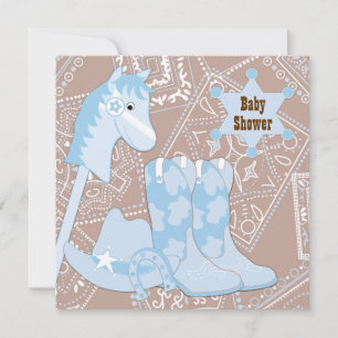 Brown Blue Cowboy Boots Cowboy Baby shower Kaart