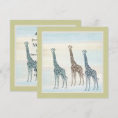 Brown Blue Giraffes Baby shower Kaart (Voorkant / Achterkant)