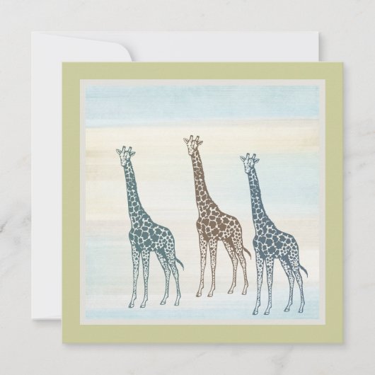 Brown Blue Giraffes Baby shower Kaart (Voorkant)