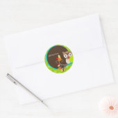 Brown+Blue+Green Uil stickers/monogram toevoegen Ronde Sticker (Envelop)