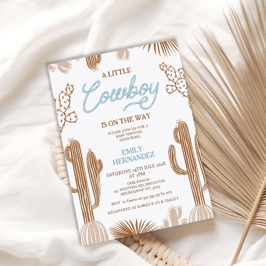 Brown Blue Little Cowboy op weg naar het Baby show Kaart