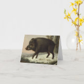Brown Boar Hunting Schilderij, Wildlife Art Kaart (Gele Bloem)