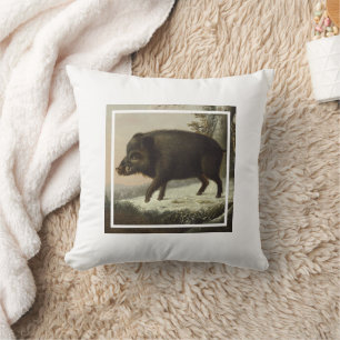 Brown Boar Hunting Schilderij, Wildlife Art Kussen