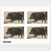  Brown Boar Hunting Schilderij, Wildlife Art Rechthoekige Sticker (Vel)