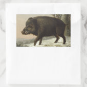  Brown Boar Hunting Schilderij, Wildlife Art Rechthoekige Sticker (Tas)