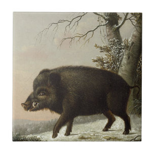  Brown Boar Hunting Schilderij, Wildlife Art Tegeltje