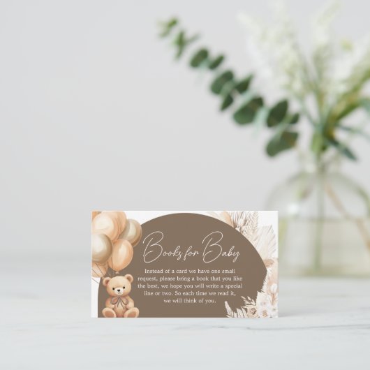 Brown Boho Beer Balloon Baby shower Boeken voor Ba Informatiekaartje (Staand voorkant)
