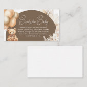 Brown Boho Beer Balloon Baby shower Boeken voor Ba Informatiekaartje (Voorkant / Achterkant)