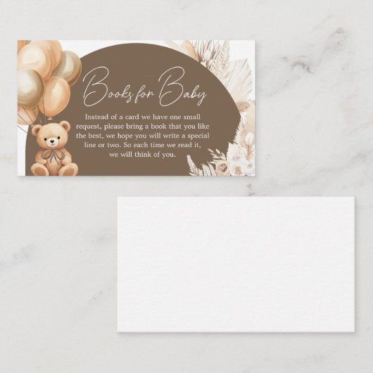 Brown Boho Beer Balloon Baby shower Boeken voor Ba Informatiekaartje (Voorkant / Achterkant)