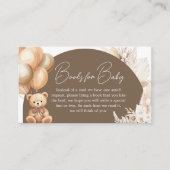 Brown Boho Beer Balloon Baby shower Boeken voor Ba Informatiekaartje (Voorkant)