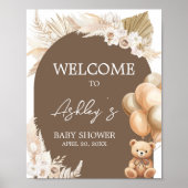 Brown Boho Beer Balloon Baby shower Welkom Poster (Voorkant)