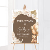 Brown Boho Beer Balloon Baby shower Welkom Poster