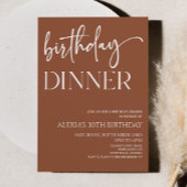 Brown Boho Bohemian Minimal Birthday Dinner Party Kaart