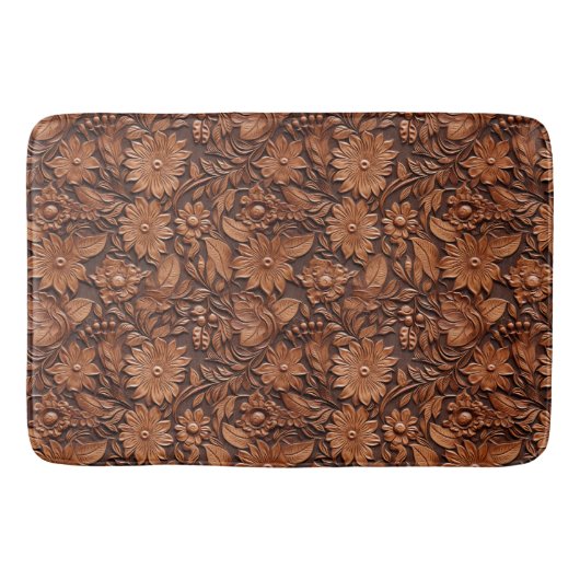 Brown Boho Floral Badmat (Voorkant)