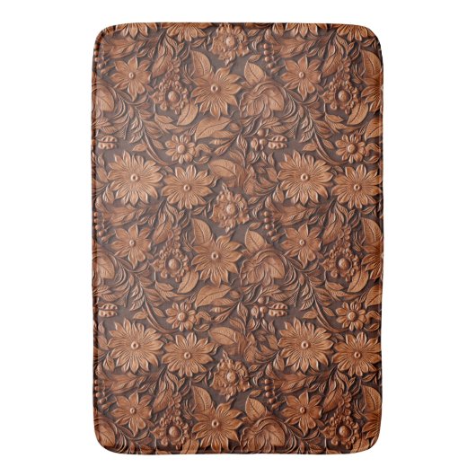 Brown Boho Floral Badmat (Voorkant Verticaal)