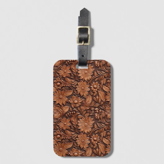 Brown Boho Floral Bagagelabel (Voorkant (verticaal))