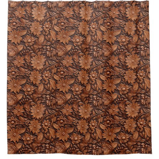 Brown Boho Floral Douchegordijn (Voorkant)