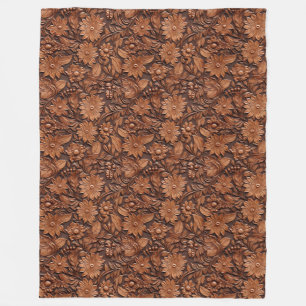 Brown Boho Floral Fleece Deken