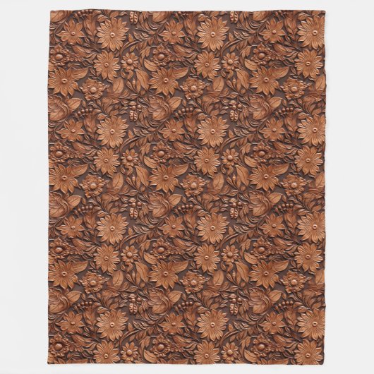 Brown Boho Floral Fleece Deken (Voorkant)