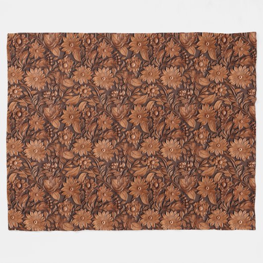 Brown Boho Floral Fleece Deken (Voorkant (Horizontaal))