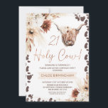 Brown Boho Floral Holy Koe Highland 21ste verjaard Kaart<br><div class="desc">Brown Boho Floral Holy Koe Highland 21st Birthday Invitation Sweet highland koe thema verjaardagsuitnodiging in een bohemien stijl met twee natuurlijke tinten boho bloemstukken,  bruin koe print patroon en een hoogland koe . Deze boho floral holy koe 21st verjaardagsuitnodiging kan worden aangepast aan elke leeftijd.</div>