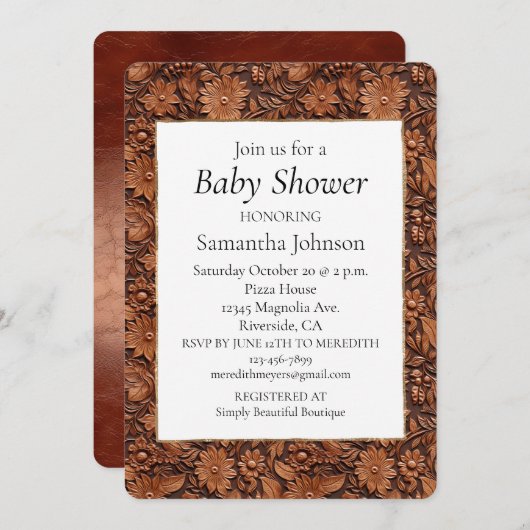 Brown Boho Floral Kaart (Voorkant / Achterkant)