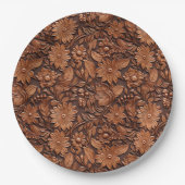 Brown Boho Floral Papieren Bordje (Voorkant)