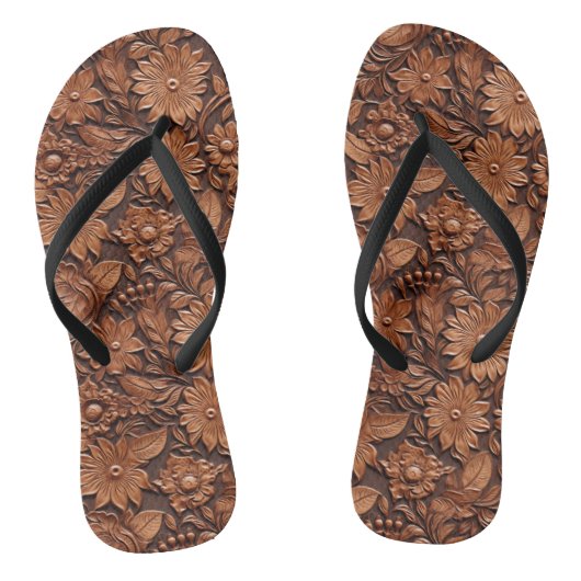 Brown Boho Floral Teenslippers (Voetbed)