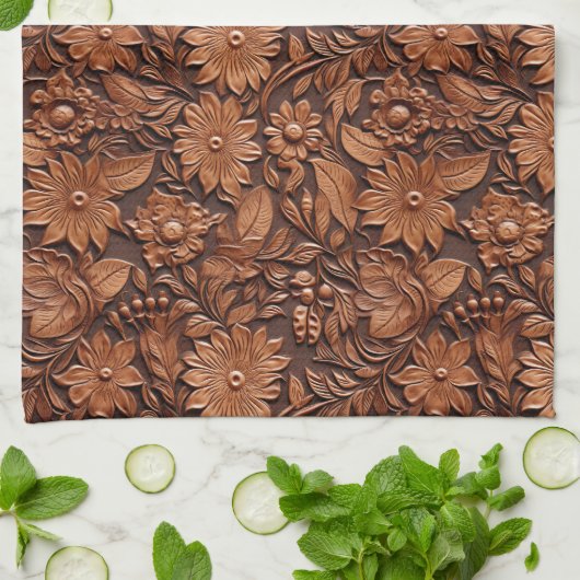 Brown Boho Floral Theedoek (Gevouwen)