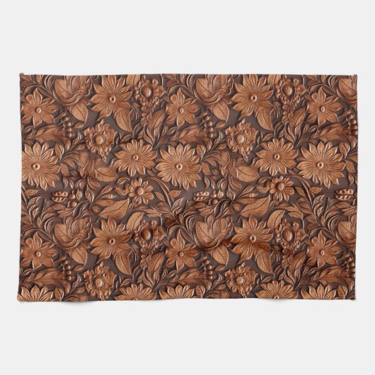 Brown Boho Floral Theedoek (Horizontaal)