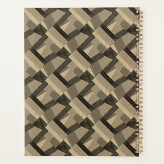 Brown Boho Geometric Abstrac Customizable Planner (Achterkant)