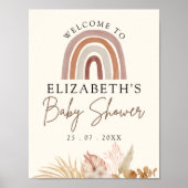 Brown Boho Rainbow Baby Shower Party Poster (Voorkant)