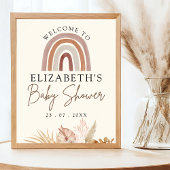 Brown Boho Rainbow Baby Shower Party Poster