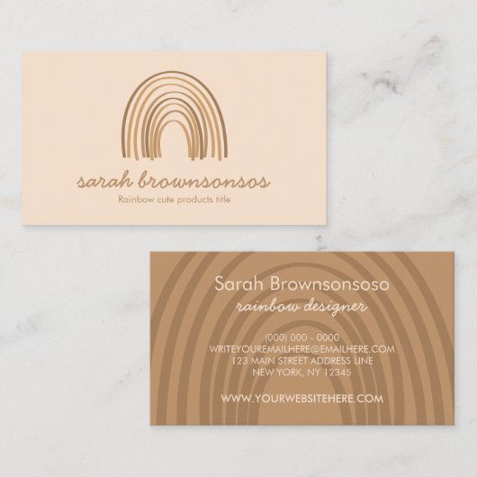 Brown Boho Rainbow Nursery Visitekaartje (Voorkant / Achterkant)