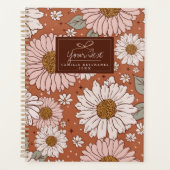 Brown Boho Retro Floral print op persoonlijke tite Planner (Voorkant)