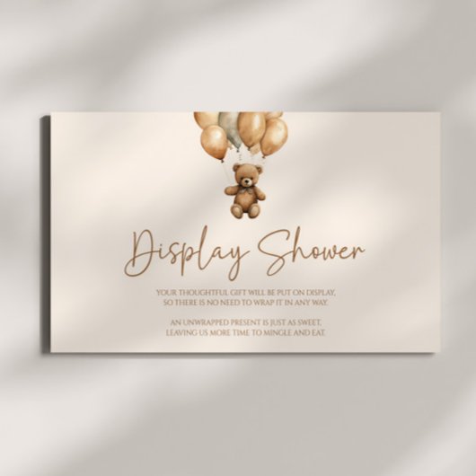 Brown Boho Teddy Bear Baby shower Display Shower Informatiekaartje