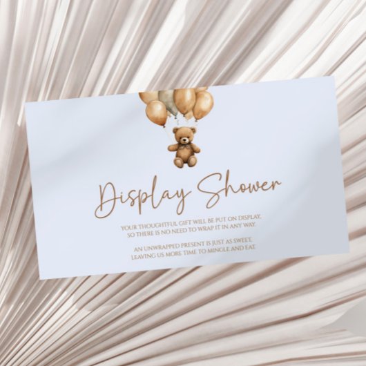 Brown Boho Teddy Bear Baby shower Display Shower Informatiekaartje