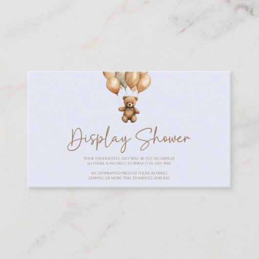 Brown Boho Teddy Bear Baby shower Display Shower Informatiekaartje (Voorkant)