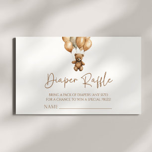 Brown Boho Teddy Bear Baby shower Luier Raffle Informatiekaartje