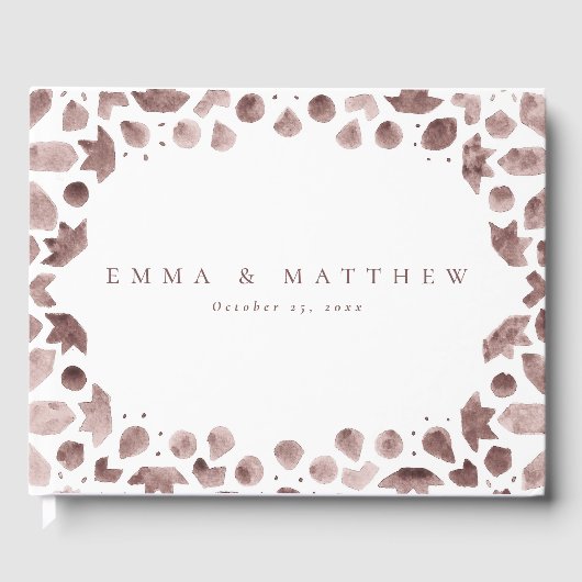 Brown Boho Waterverf Mediterranean Tegel Gastenboek (Voorkant)