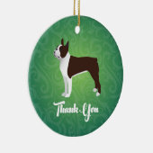 Brown Boston Terrier bedankt jullie notitie design Keramisch Ornament (Rechts)