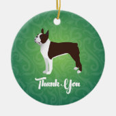 Brown Boston Terrier bedankt jullie notitie design Keramisch Ornament (Voorkant)