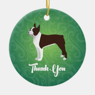 Brown Boston Terrier bedankt jullie notitie design Keramisch Ornament