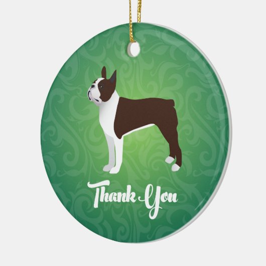 Brown Boston Terrier bedankt jullie notitie design Keramisch Ornament (Links)