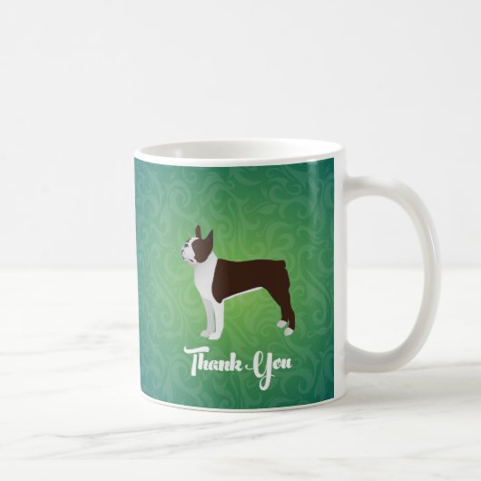 Brown Boston Terrier bedankt jullie notitie design Koffiemok (Rechts)