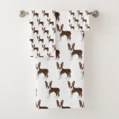Brown Boston Terrier Cute Cartoon Dog Pattern Bad Handdoek (Insitu)