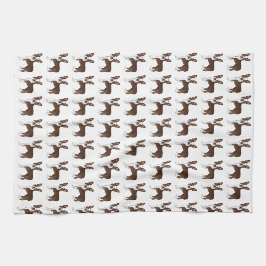 Brown Boston Terrier Cute Cartoon Dog Pattern Theedoek (Horizontaal)