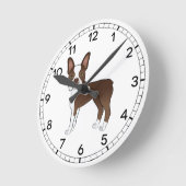 Brown Boston Terrier Cute Cartoon Dog Tekening Ronde Klok (Hoek)