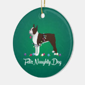 Brown Boston Terrier Feliz Naughty Dog Design Keramisch Ornament (Links)