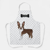 Brown Boston Terrier met bot, poten en aangepaste Schort (Voorkant)